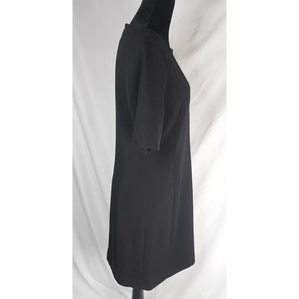Michael Kors Black Sheath Dress Gold Accent V-Neck Career Cocktail‎ Party Size 6